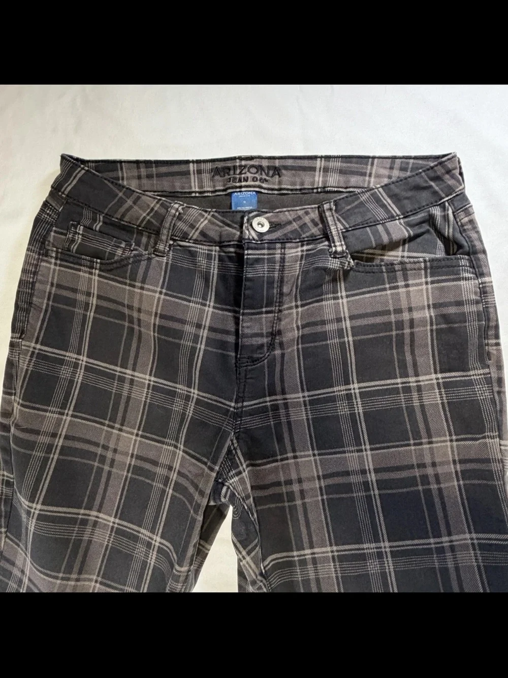 Black & Gray Plaid Slim Pants